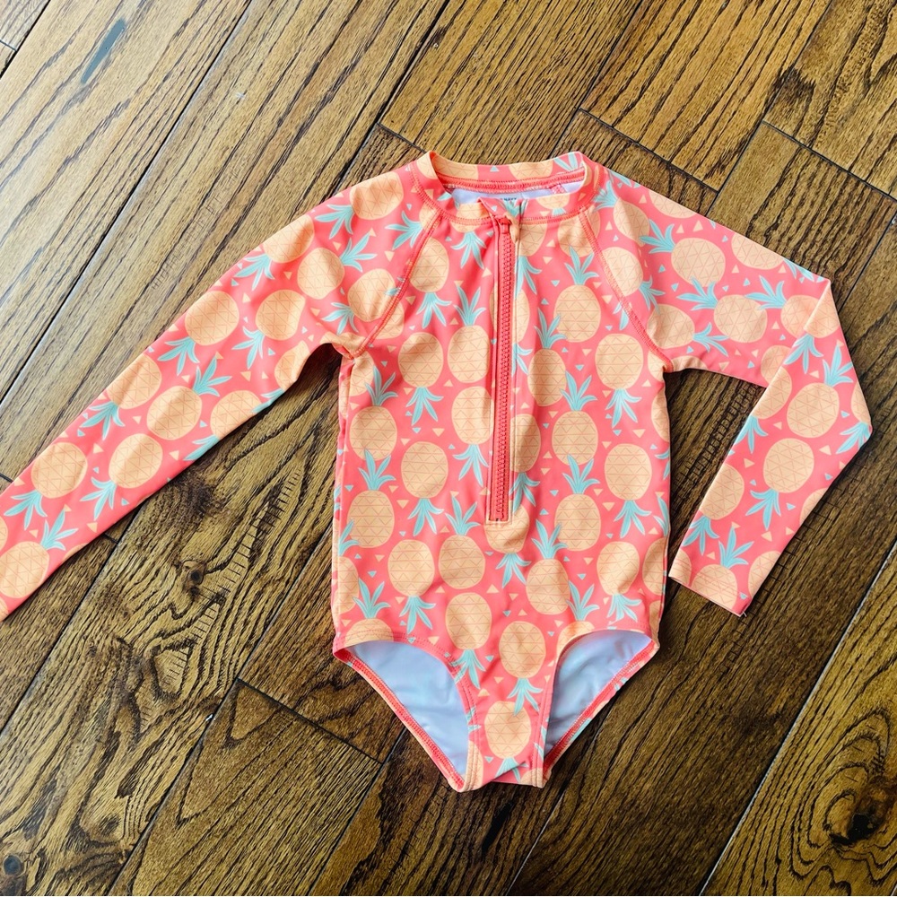 Old Navy Orange Rashguard Swimwear Long Sleeve
